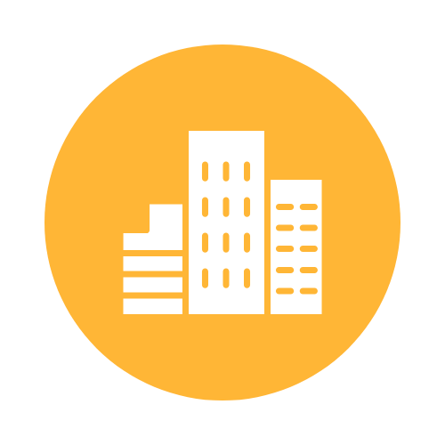 Building icon in yellow background