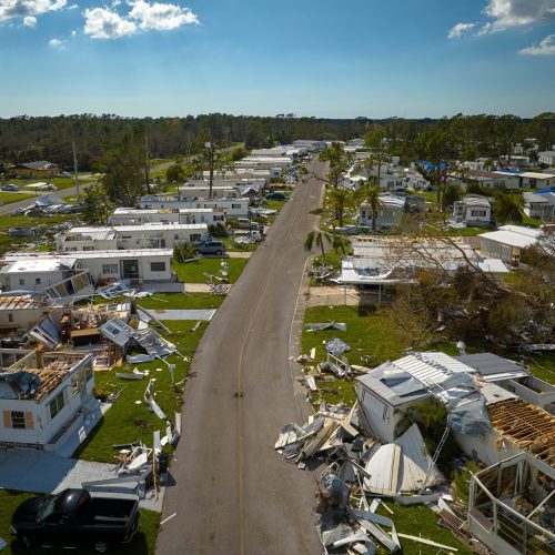 Badly,Damaged,Mobile,Homes,After,Hurricane,Ian,In,Florida,Residential
