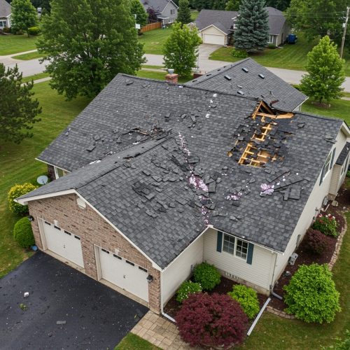 Damaged roof of a house in Wyoming